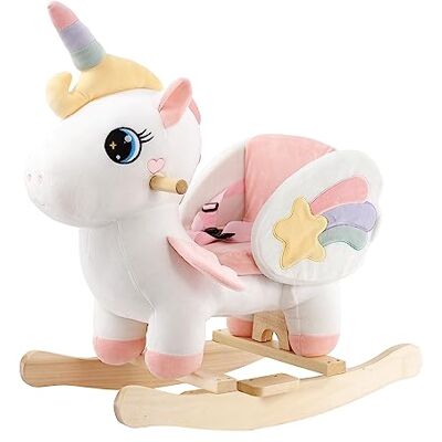 FUNLIO Unicorn Baby Rocking Horse, Rainbow Fairy Unicorn Rocking Horse for Toddlers 6 Months to 3 Years, Stuffed Ride-on Animal Rocker, Easy to Assemble, CE & CPC Certified FUNLIO Unicorn Baby Rocking Horse, Rainbow Fairy Unicorn Rocking Horse for Toddlers 6 Months to 3 Years, Stuffed Ride-on Animal Rocker, Easy to Assemble, CE & CPC Certified