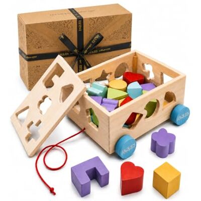 Jaques of London Wooden Shape Sorter for 1 year olds Pull Along Wooden Toys for 1 2 3 Year Olds Montessori Toddler Toys Since 1795 Jaques of London Wooden Shape Sorter for 1 year olds Pull Along Wooden Toys for 1 2 3 Year Olds Montessori Toddler Toys Since 1795