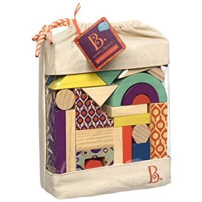 B. toys Wood U Build It Wooden Blocks 40 Building Blocks Colors & Shapes Play Set for Toddlers, Kids 18 Months + B. toys Wood U Build It Wooden Blocks 40 Building Blocks Colors & Shapes Play Set for Toddlers, Kids 18 Months +
