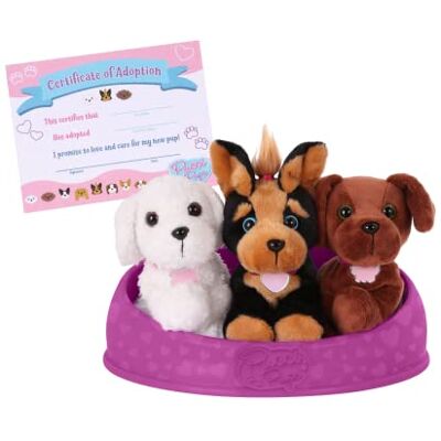 Pucci Pups – Adopt-a-Pup – Pug, Maltese, Schnauzer – Plush Toy Dogs with Dog Bed – Plush Dog for Kids 2+ Years Pucci Pups – Adopt-a-Pup – Pug, Maltese, Schnauzer – Plush Toy Dogs with Dog Bed – Plush Dog for Kids 2+ Years