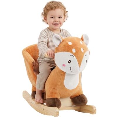 AIYAPLAY Rocking Horse Stable Plush Ride on Horse Deer Design 1-3 Y Brown Baby Toy Rocker, Animal Sounds, Security Belt, Rocking Stopper AIYAPLAY Rocking Horse Stable Plush Ride on Horse Deer Design 1-3 Y Brown Baby Toy Rocker, Animal Sounds, Security Belt, Rocking Stopper