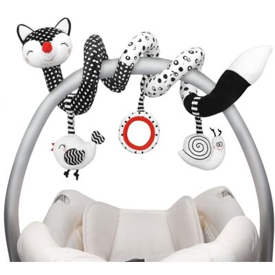 XIXILAND Pram Toy for Babies 0-6 Months, Car Seat Spiral Hanging Sensory Toy for Newborns, Pushchair Stroller/Crib/Cot for 0 3 6 9 12 Months Boys Girls (Black and White) XIXILAND Pram Toy for Babies 0-6 Months, Car Seat Spiral Hanging Sensory Toy for Newborns, Pushchair Stroller/Crib/Cot for 0 3 6 9 12 Months Boys Girls (Black and White)
