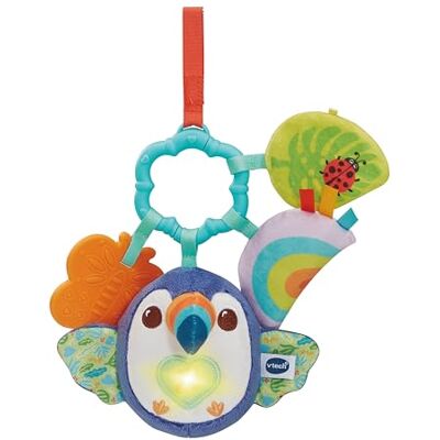 VTech Baby Take-Along Toucan, English Travel toy with lights, textures, songs and melodies, plus an easy attachment strap for on-the-go play. From birth VTech Baby Take-Along Toucan, English Travel toy with lights, textures, songs and melodies, plus an easy attachment strap for on-the-go play. From birth