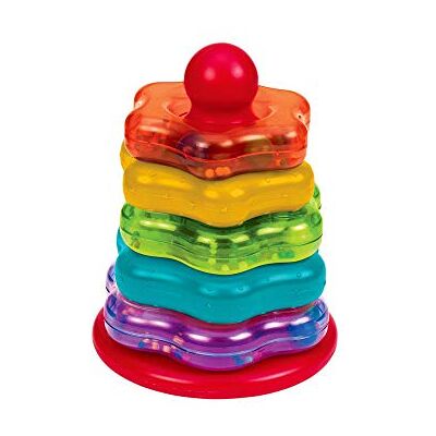 Battat Stacking Baby Toy, 5 Rainbow Rings with Rattle Textures, Toddler Battat Stacking Baby Toy, 5 Rainbow Rings with Rattle Textures, Toddler