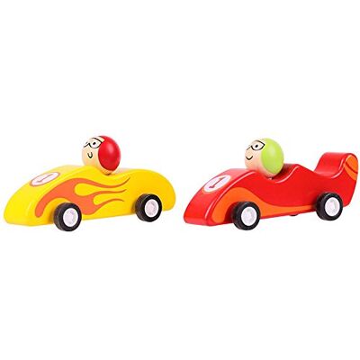 Bigjigs Toys Pull Back Racing Car (Pack of 2 Red and Yellow) Bigjigs Toys Pull Back Racing Car (Pack of 2 Red and Yellow)