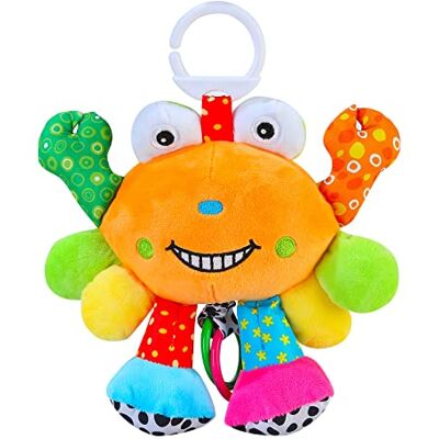 MEERO LONDON CB2203 CRAB Clip on Pram and Pushchair Newborn Baby Toy with teether, Sensory Toy for Babies Boys and Girls from NewBorn MEERO LONDON CB2203 CRAB Clip on Pram and Pushchair Newborn Baby Toy with teether, Sensory Toy for Babies Boys and Girls from NewBorn
