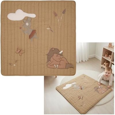 NUUROO Emil Baby Activity Play Mat 110x110cm Organic Cotton Tummy Time & Crawling Mat Soft Padded Montessori Floor Mat for Babies & Toddlers Play Gym Safe CE Certified Unicorn Beige NUUROO Emil Baby Activity Play Mat 110x110cm Organic Cotton Tummy Time & Crawling Mat Soft Padded Montessori Floor Mat for Babies & Toddlers Play Gym Safe CE Certified Unicorn Beige