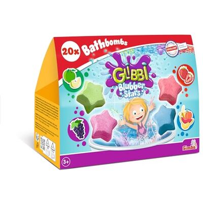 Simba Glibbi Blubber Stars, 20 Bath Bombs Make Water Bubble, Bath Bombs, 4 Colours and Fragrances, Sustainable Packaging, Bath Toy, from 3 Years Amazon Exclusive Simba Glibbi Blubber Stars, 20 Bath Bombs Make Water Bubble, Bath Bombs, 4 Colours and Fragrances, Sustainable Packaging, Bath Toy, from 3 Years Amazon Exclusive