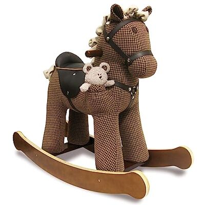 Little Bird Told Me Chester & Fred Rocking Horse, Brown Ride On Horse Toy with herringbone woven fabric, for 1 Year Olds and Toddlers, Soft Horse Toy with Wooden Rockers, leatherette saddle & bridle, for Girls & Boys Little Bird Told Me Chester & Fred Rocking Horse, Brown Ride On Horse Toy with herringbone woven fabric, for 1 Year Olds and Toddlers, Soft Horse Toy with Wooden Rockers, leatherette saddle & bridle, for Girls & Boys