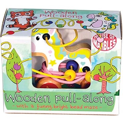 House of Marbles Wooden Unicorn Pull-Along Toy with Built-In Bead Maze, Colourful Wheeled Toddler Activity for Hand-Eye Coordination House of Marbles Wooden Unicorn Pull-Along Toy with Built-In Bead Maze, Colourful Wheeled Toddler Activity for Hand-Eye Coordination