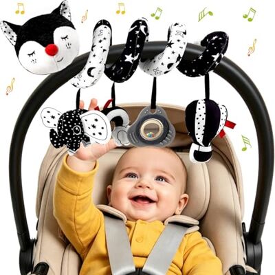 Kulveanju Spiral Pram Toys for Babies Black and White Pushchair Stroller Car Seat Crib Toys for Baby Boys Girls 0 3 6 9 12 Months, Plush Activity Rattle Hanging Toy Sensory Gift for Newborn Infant Kulveanju Spiral Pram Toys for Babies Black and White Pushchair Stroller Car Seat Crib Toys for Baby Boys Girls 0 3 6 9 12 Months, Plush Activity Rattle Hanging Toy Sensory Gift for Newborn Infant