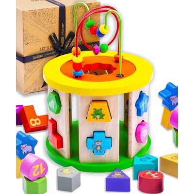 Jaques of London Wooden Activity Cube for 1 Year Old Wooden Shape Sorter with Bead Maze Montessori Educational Toys for 1 Year olds Since 1795 Jaques of London Wooden Activity Cube for 1 Year Old Wooden Shape Sorter with Bead Maze Montessori Educational Toys for 1 Year olds Since 1795