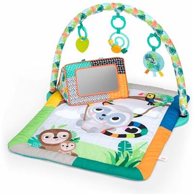 Bright Starts Tropical Treetop Baby Activity Gym & Tummy Time Mat with Toy Bar and 4 Toys, Prop-Up Mirror, Ages Newborn & Up Bright Starts Tropical Treetop Baby Activity Gym & Tummy Time Mat with Toy Bar and 4 Toys, Prop-Up Mirror, Ages Newborn & Up