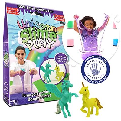 ZIMPLI Unicorn Slime Play Purple, 2 x Unicorn figures, Magically turns water into thick, gooey slime, Pretend Play for Girls & Boys, Christmas Stocking Filler ZIMPLI Unicorn Slime Play Purple, 2 x Unicorn figures, Magically turns water into thick, gooey slime, Pretend Play for Girls & Boys, Christmas Stocking Filler