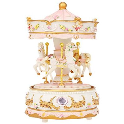 Docooler Mini Carousel Clockwork Music Box Colorful LED Merry-go-round Musical Box Gift for Girlfriend Kids Children Christmas Festival Blue Docooler Mini Carousel Clockwork Music Box Colorful LED Merry-go-round Musical Box Gift for Girlfriend Kids Children Christmas Festival Blue