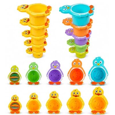 Atoz 10pc Stacking Ducks & Penguins Bath Toy Set Colourful Nesting Cups with Numbered Animals Early Learning Toys for Toddlers Atoz 10pc Stacking Ducks & Penguins Bath Toy Set Colourful Nesting Cups with Numbered Animals Early Learning Toys for Toddlers