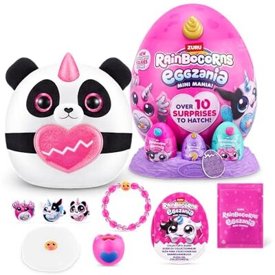 Rainbocorns ZURU Eggzania Mini Mania, Panda, by ZURU Plush Surprise Unboxing with Animal Soft Toy, Idea for Girls with Imaginary Play (Panda) Rainbocorns ZURU Eggzania Mini Mania, Panda, by ZURU Plush Surprise Unboxing with Animal Soft Toy, Idea for Girls with Imaginary Play (Panda)