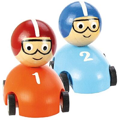 Bigjigs Toys Pull Back Racing Car (Pack of 2 Orange and Blue) Bigjigs Toys Pull Back Racing Car (Pack of 2 Orange and Blue)