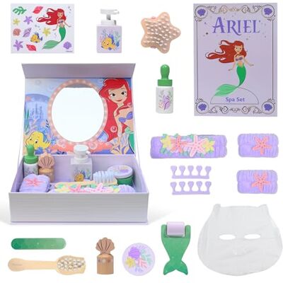 Ariel Wooden Spa Set for Kids – 18 Piece Pretend Beauty Playset with Mirror Book Box, Wooden Beauty Accessories, Travel Friendly Princess Toy Gift for Girls Age 3+ Disney Kids Play Set Ariel Wooden Spa Set for Kids – 18 Piece Pretend Beauty Playset with Mirror Book Box, Wooden Beauty Accessories, Travel Friendly Princess Toy Gift for Girls Age 3+ Disney Kids Play Set