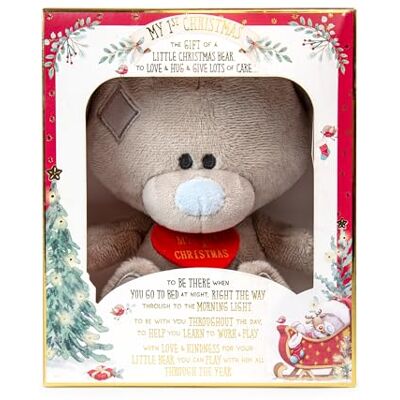 Me To You Tiny Tatty Teddy My First Christmas Bear in Gift Box Official Collection, Grey, Blue Me To You Tiny Tatty Teddy My First Christmas Bear in Gift Box Official Collection, Grey, Blue