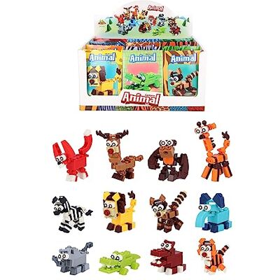 HENBRANDT Single Mini Jungle Animal Block Kit for Kids 12 Designs Animals Building Blocks Mini Bricks Set Mini Figure Construction Toy Birthday Party Favours Loot Bag Fillers for Boys and Girls HENBRANDT Single Mini Jungle Animal Block Kit for Kids 12 Designs Animals Building Blocks Mini Bricks Set Mini Figure Construction Toy Birthday Party Favours Loot Bag Fillers for Boys and Girls