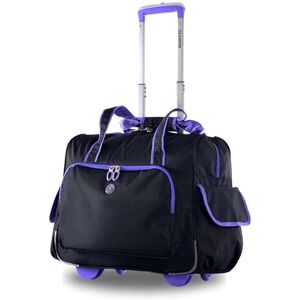 Olympia Deluxe Lightweight Rolling Overnighter Case Overnight Laptop Bag Weekender Travel Carry-On Suitcase Luggage with Wheels and Adjustable Push-Down Handle, Black/Purple, One Size, Deluxe Olympia Deluxe Lightweight Rolling Overnighter Case Overnight Laptop Bag Weekender Travel Carry-On Suitcase Luggage with Wheels and Adjustable Push-Down Handle, Black/Purple, One Size, Deluxe
