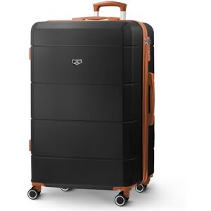 LUGG Jetset 28 Inch Large Suitcase – Lightweight Hard Shell age with TSA Lock – Water-Resistant ABS Spinner Suitcase – 4 Wheels – 75x49x29cm Travel Bag- Black/Brown LUGG Jetset 28 Inch Large Suitcase – Lightweight Hard Shell age with TSA Lock – Water-Resistant ABS Spinner Suitcase – 4 Wheels – 75x49x29cm Travel Bag- Black/Brown