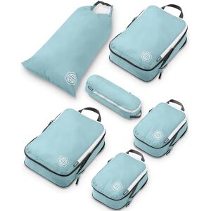 TRIPPED Travel Gear Compression Packing Cubes for Travel Luggage and Backpack Organizer Packaging Cubes for Clothes (Dusty Teal and White, 6Piece), Dusty Teal and White, 6Piece TRIPPED Travel Gear Compression Packing Cubes for Travel Luggage and Backpack Organizer Packaging Cubes for Clothes (Dusty Teal and White, 6Piece), Dusty Teal and White, 6Piece
