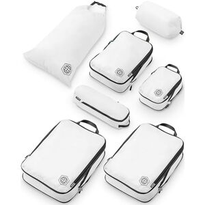 TRIPPED Travel Gear Extra Large Compression Packing Cubes for Travel-Extra Large Packaging Cube Luggage Organizers 7 Piece Set-Ultralight, Expandable/Compression Bags for Clothes (White/Grey) TRIPPED Travel Gear Extra Large Compression Packing Cubes for Travel-Extra Large Packaging Cube Luggage Organizers 7 Piece Set-Ultralight, Expandable/Compression Bags for Clothes (White/Grey)
