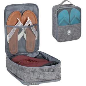 Relaxdays Shoe Bag, Travel Storage, Organiser, Fabric, Attach to Suitcase, HxWxD: 30 x 23 x 14 cm, Compact, Zipper, Grey, Polyester, 30 x 23 x 13 cm Relaxdays Shoe Bag, Travel Storage, Organiser, Fabric, Attach to Suitcase, HxWxD: 30 x 23 x 14 cm, Compact, Zipper, Grey, Polyester, 30 x 23 x 13 cm