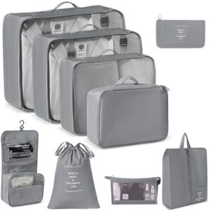 Woobroo 9 PCS Travel Packing Cubes, Waterproof Luggage Organisers for Suitcase, Essential Storage Bags for Clothes, Shoes & Toiletries Woobroo 9 PCS Travel Packing Cubes, Waterproof Luggage Organisers for Suitcase, Essential Storage Bags for Clothes, Shoes & Toiletries
