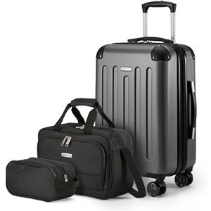 Amazon Basics Hardside Carry-On Spinner Luggage Set, 3-Piece, Carry-On Suitcase, Tote Bag, Compact Travel Bag, Expandable, 4 Spinner Wheels, Black Amazon Basics Hardside Carry-On Spinner Luggage Set, 3-Piece, Carry-On Suitcase, Tote Bag, Compact Travel Bag, Expandable, 4 Spinner Wheels, Black