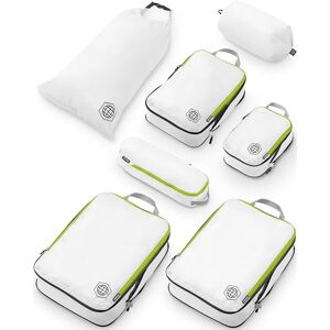 TRIPPED Travel Gear Large Packing Cubes for Travel-Extra Large Compression Packing Cube Luggage Organizers 7 Piece Set-Ultralight, Expandable/Compression Bags for Clothes by (White/Green) TRIPPED Travel Gear Large Packing Cubes for Travel-Extra Large Compression Packing Cube Luggage Organizers 7 Piece Set-Ultralight, Expandable/Compression Bags for Clothes by (White/Green)