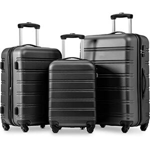 Merax Hard Suitcase, Set of 3 ABS Hard Shell Travel Trolley Suitcases Hand Luggage Set with 4 Wheels Includes 20, 24, and 28 Inch Sizes Black Merax Hard Suitcase, Set of 3 ABS Hard Shell Travel Trolley Suitcases Hand Luggage Set with 4 Wheels Includes 20, 24, and 28 Inch Sizes Black
