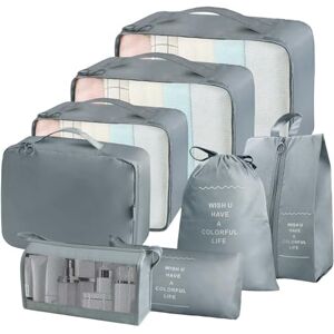 Teynewer Packing Cubes for Suitcase 8 PCS Travel Luggage Packing Organizers Waterproof Travel Essentials Bag Clothes Shoes Cosmetics Toiletries Storage Bags, Grey Teynewer Packing Cubes for Suitcase 8 PCS Travel Luggage Packing Organizers Waterproof Travel Essentials Bag Clothes Shoes Cosmetics Toiletries Storage Bags, Grey