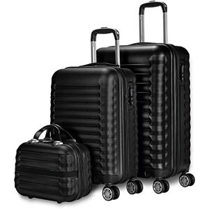 NUMADA Hard Case Set 3/4 Pieces – Cabin Suitcase 53 cm, Medium 63 cm, Large 75 cm and Toiletry Bag – Durable, Lightweight and Safe, 1. Black, 3 Piezas, Eco Friendly ABS Travel Suitcase Set, 4 Double NUMADA Hard Case Set 3/4 Pieces – Cabin Suitcase 53 cm, Medium 63 cm, Large 75 cm and Toiletry Bag – Durable, Lightweight and Safe, 1. Black, 3 Piezas, Eco Friendly ABS Travel Suitcase Set, 4 Double