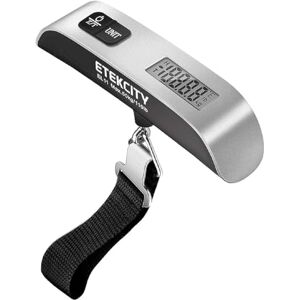 Etekcity EL11 Luggage Scale, Digital Portable Handheld Suitcase Weight for Travel with Rubber Paint, Temperature Sensor, 110 Pounds, Battery Included, Silver Etekcity EL11 Luggage Scale, Digital Portable Handheld Suitcase Weight for Travel with Rubber Paint, Temperature Sensor, 110 Pounds, Battery Included, Silver
