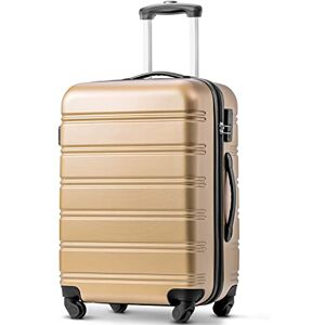 Merax 28-Inch ABS Hard Shell Travel Trolley Suitcase Set with 4 Wheels Lightweight Hand Luggage in Golden Merax 28-Inch ABS Hard Shell Travel Trolley Suitcase Set with 4 Wheels Lightweight Hand Luggage in Golden