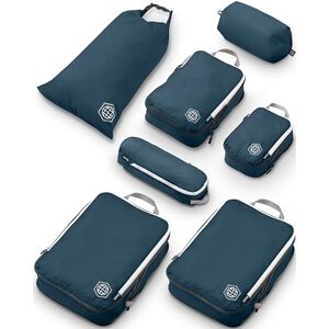 TRIPPED Travel Gear Extra Large Compression Packing Cubes for Travel-Extra Large Packaging Cube Luggage Organizers 7 Piece Set-Ultralight, Expandable/Compression Bags for Clothes (Navy/White)) TRIPPED Travel Gear Extra Large Compression Packing Cubes for Travel-Extra Large Packaging Cube Luggage Organizers 7 Piece Set-Ultralight, Expandable/Compression Bags for Clothes (Navy/White))