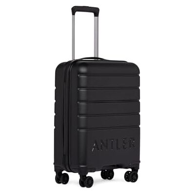 ANTLER Logo Luggage Cabin Suitcase Carry On Suitcase for Travel & Holidays 55 x 40 x 20 cm Black Small Suitcase with 4 Spinner Wheels & Expander Zip TSA Approved Locks ANTLER Logo Luggage Cabin Suitcase Carry On Suitcase for Travel & Holidays 55 x 40 x 20 cm Black Small Suitcase with 4 Spinner Wheels & Expander Zip TSA Approved Locks