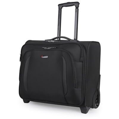 JLY Black Business Suitcase Soft Pilot Case with 15.6" Laptop Compartment and Sturdy in-Line Wheels for Stable Manoeuvring, Office Admin Trolley Bag Cabin Size JLY Black Business Suitcase Soft Pilot Case with 15.6" Laptop Compartment and Sturdy in-Line Wheels for Stable Manoeuvring, Office Admin Trolley Bag Cabin Size