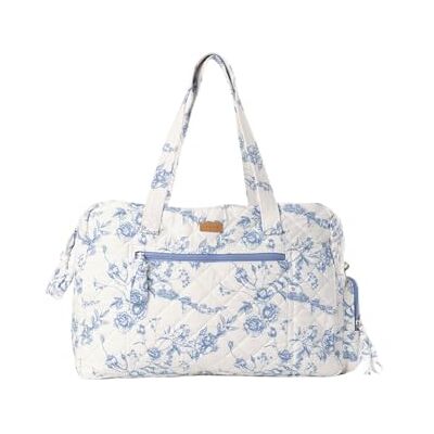 Staya Women's Quilted Floral Blue M Overnight Bag, Weekender Duffle, 25L, 17.8"W x 7"D x 12.6"H Staya Women's Quilted Floral Blue M Overnight Bag, Weekender Duffle, 25L, 17.8"W x 7"D x 12.6"H