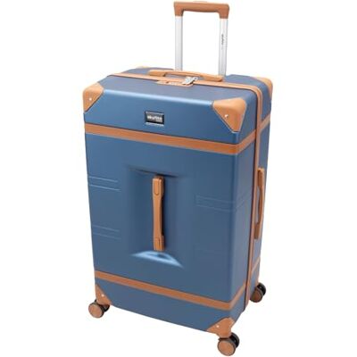 SKYFLITE Retro Trunk Suitcase, 86 cm XL, TSA Lock, 8 Wheels, Ivory/Blue (Blue) SKYFLITE Retro Trunk Suitcase, 86 cm XL, TSA Lock, 8 Wheels, Ivory/Blue (Blue)