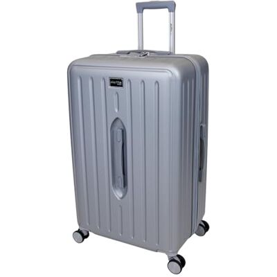 SKYFLITE 67cm Large Trunk Suitcase, Hard Shell ABS Luggage with TSA Lock, 8 Wheels, 63L Capacity, Silver/Charcoal/Navy (Silver) SKYFLITE 67cm Large Trunk Suitcase, Hard Shell ABS Luggage with TSA Lock, 8 Wheels, 63L Capacity, Silver/Charcoal/Navy (Silver)