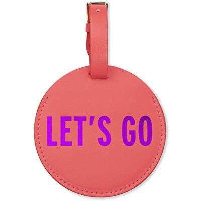 Kate Spade New York Round Vegan Leather Luggage Tag for Women, Durable Suitcase ID Tag (Let's Go) Kate Spade New York Round Vegan Leather Luggage Tag for Women, Durable Suitcase ID Tag (Let's Go)