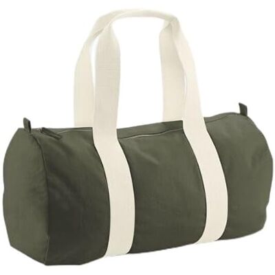 Westford Mill EarthAware Organic Barrel Bag Weekend, Gym, Travel, Overnight, Sports, Holdall Bag 100% Organic Cotton Olive Green Small Westford Mill EarthAware Organic Barrel Bag Weekend, Gym, Travel, Overnight, Sports, Holdall Bag 100% Organic Cotton Olive Green Small