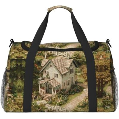 EZDLOWVBA Country Cottage Print Weekender Bag,Gym Bag with,Carry On Luggage Overnight Weekend Bag, Holdall Handbag & Shoulder Bag for Travel Fitness EZDLOWVBA Country Cottage Print Weekender Bag,Gym Bag with,Carry On Luggage Overnight Weekend Bag, Holdall Handbag & Shoulder Bag for Travel Fitness