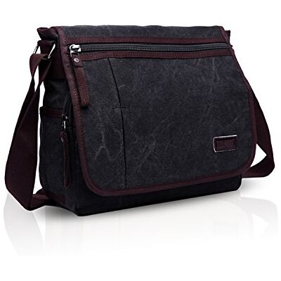 FANDARE Simple Men Postman Messenger Bag Portable Business Student Outdoor Travel Shoulder Bag Large Capacity Multi-Pocket Wear-Resistant Canvas Black FANDARE Simple Men Postman Messenger Bag Portable Business Student Outdoor Travel Shoulder Bag Large Capacity Multi-Pocket Wear-Resistant Canvas Black
