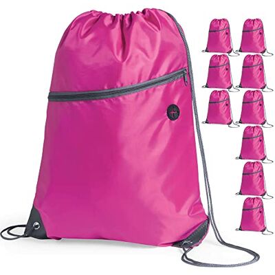 eBuyGB Unisex's Travel Sack Cinch Drawstring Zipper Bag, Pink, 20 eBuyGB Unisex's Travel Sack Cinch Drawstring Zipper Bag, Pink, 20