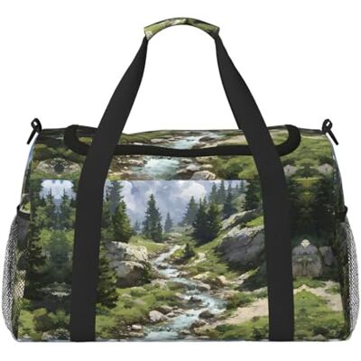 EZDLOWVBA Mountain Stream Print Weekender Bag,Gym Bag with,Carry On Luggage Overnight Weekend Bag, Holdall Handbag & Shoulder Bag for Travel Fitness EZDLOWVBA Mountain Stream Print Weekender Bag,Gym Bag with,Carry On Luggage Overnight Weekend Bag, Holdall Handbag & Shoulder Bag for Travel Fitness
